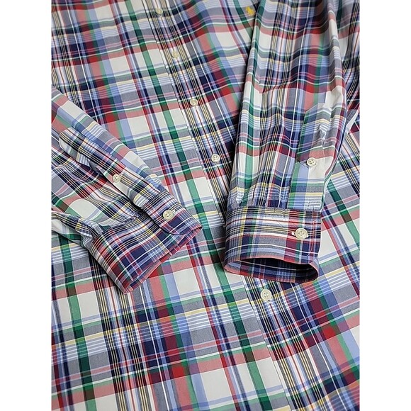 Ralph Lauren Shirt Mens 3XLB Big Button Blue Red Plaid Classic Preppy Dad Cotton - Picture 5 of 11